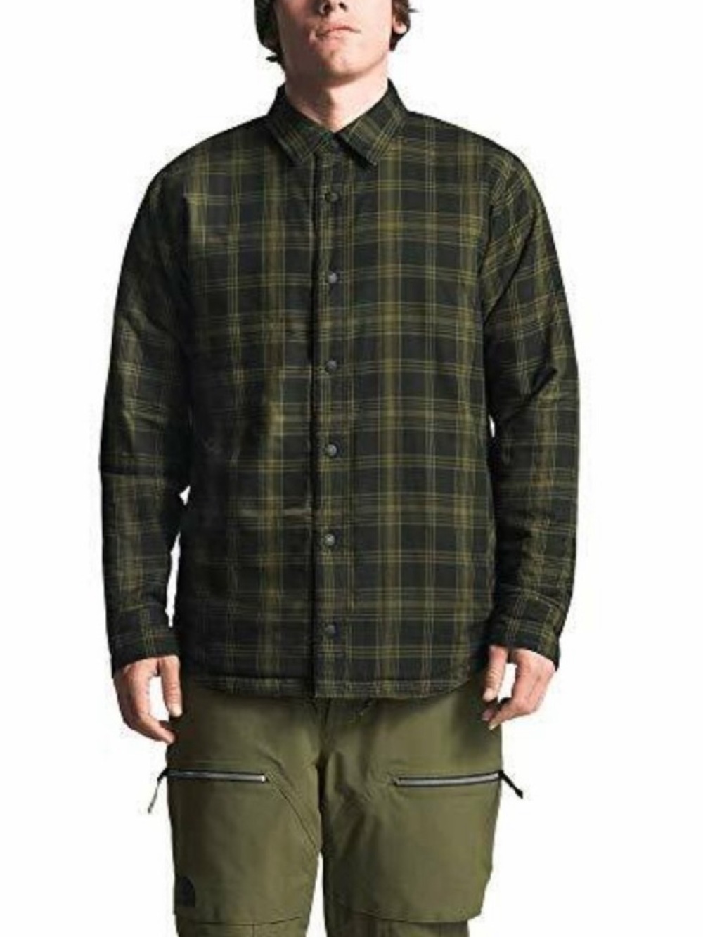 The North Face Olive Green Plaid Fort Point Insulated Flannel Jacket